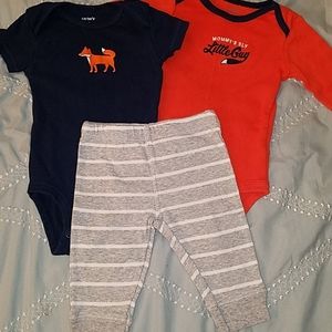 Carter's 3-piece set; boys size 3 mo.